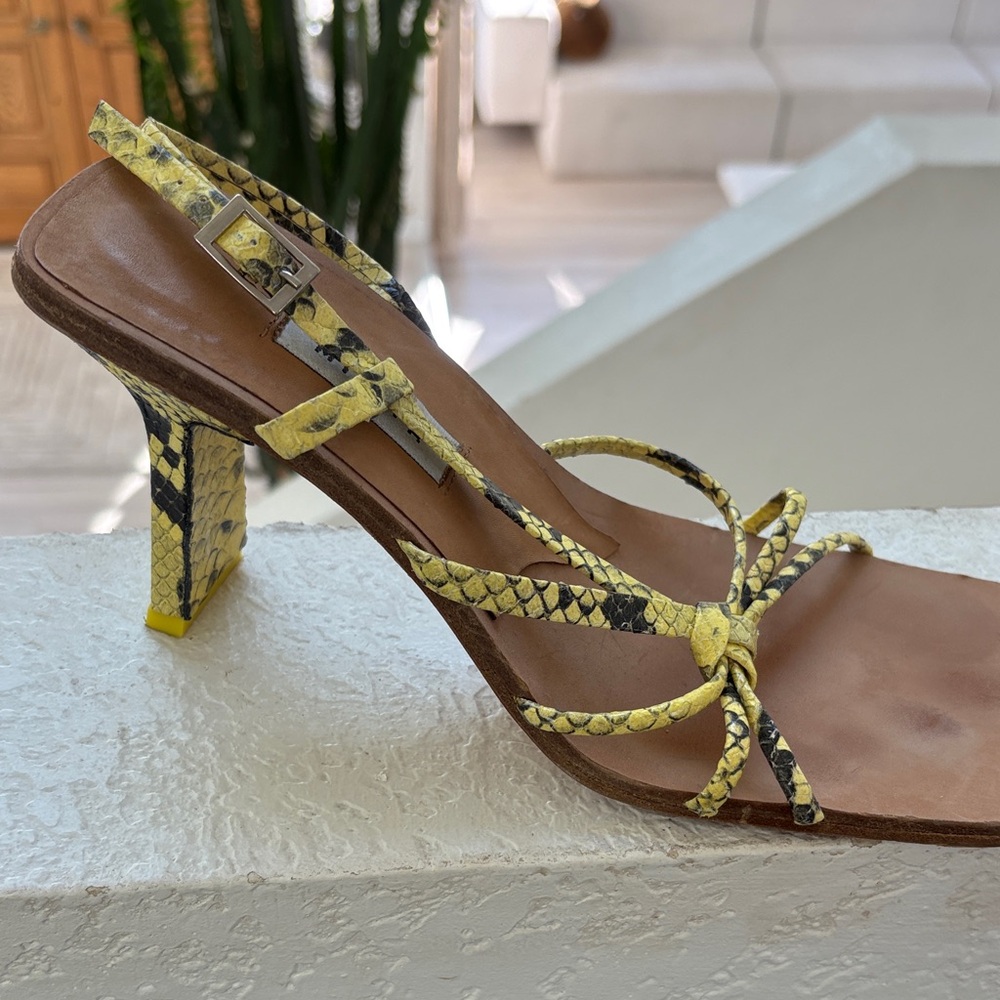 Miista Yellow Snakeskin Heels